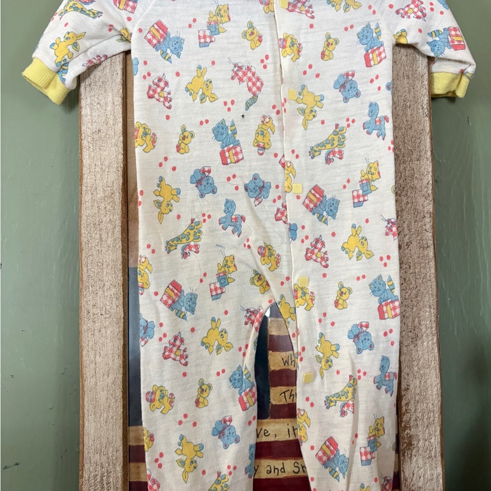 Vintage Playful Animal Print Kids Footie Pajamas